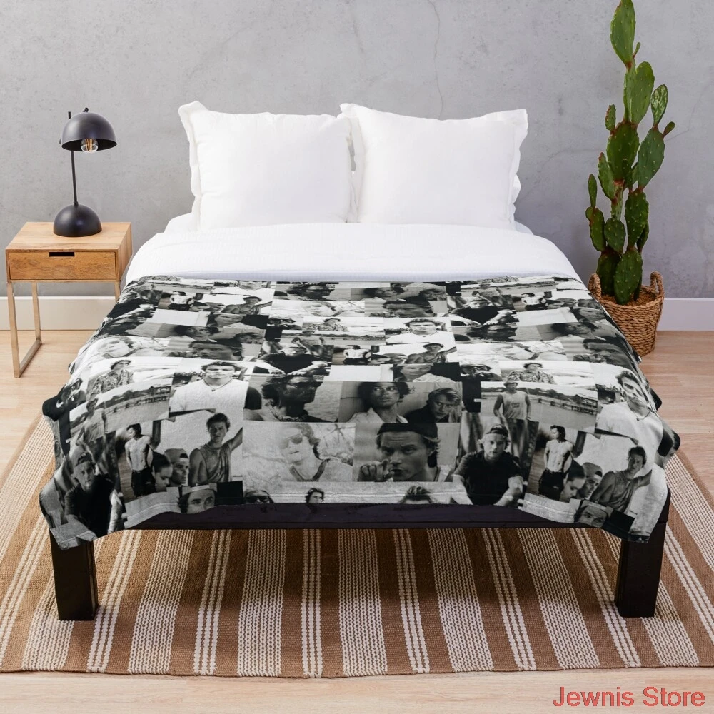 

JJ Rudy Pankow летнее одеяло с внешними краями в эстетике коллажа декоративное одеяло из шерпы с принтом на заказ для дивана или кровати в подарок