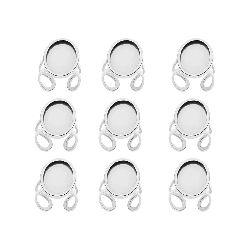 

Stainless Steel 13X18 18X25mm Adjustable Ring Blank Cabochon Base Tray Flat Round Antique DIY Jewelry Findings Metal Rings Base
