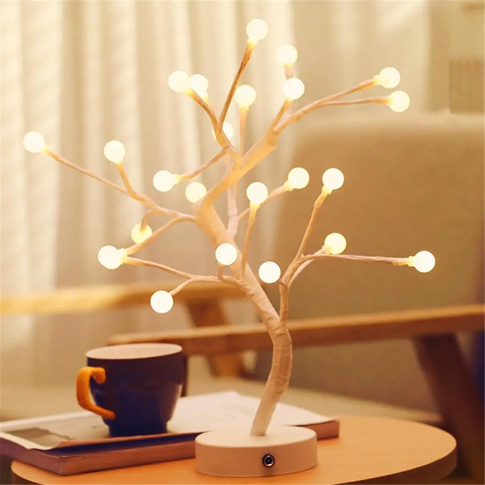 

Multicolor LED Cotton Ball Tree Table Lamp Home Decoration Party Wedding Holiday Table Desk Lamps Light