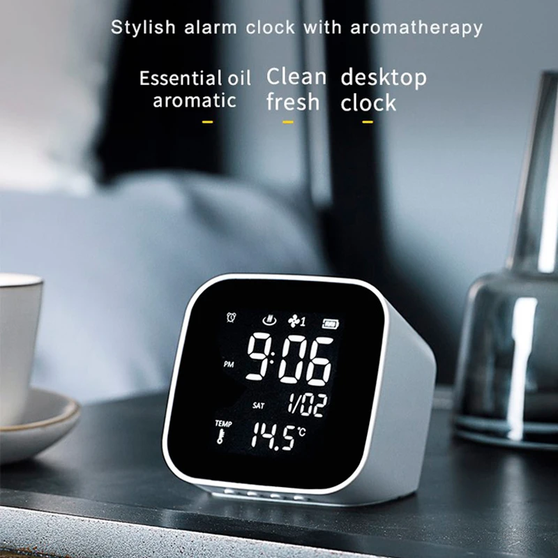 

LED Digital Aromatherapy Clock Temperature Simple Multifunctional Display Alarm Clock Essential Oil Fragrance USB Charging
