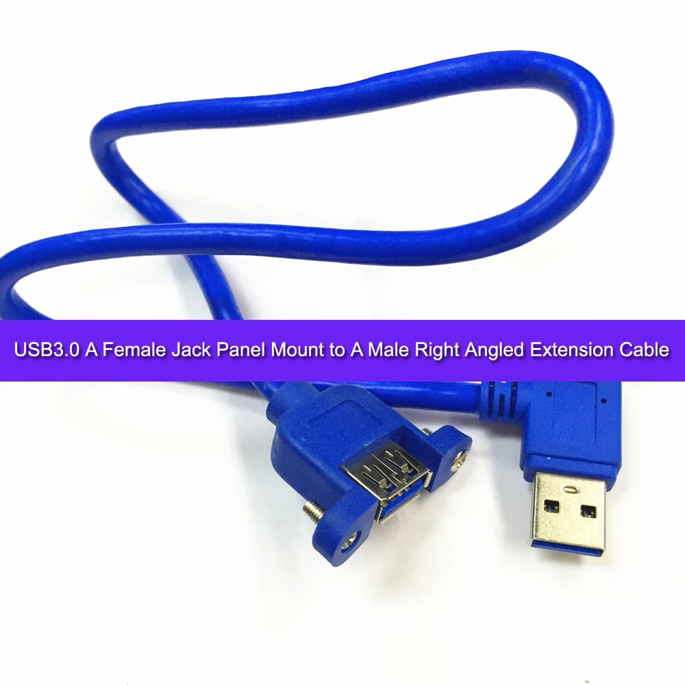 

0.5M 2Ft USB3.0 A Female Jack Panel Mount to A Male Right Angled Extension Cable