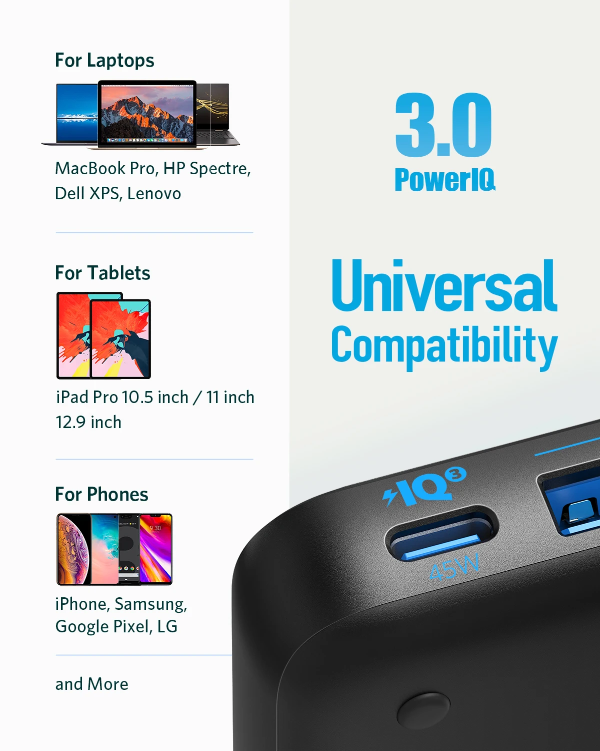 usb c charger anker 65w 4 port piq 3 0 gan fast charger adapter powerport atom iii slim wall charger with a 45w usb c port free global shipping