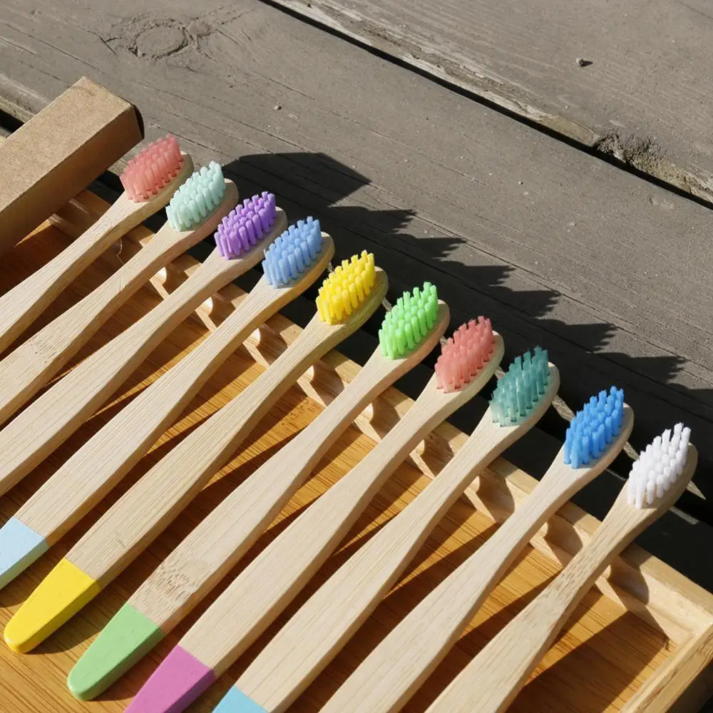 

10PCS Colorful Toothbrush Natural Bamboo Tooth Brush Set Soft Bristle Charcoal Teeth Eco Bamboo Toothbrushes Dental Oral Care