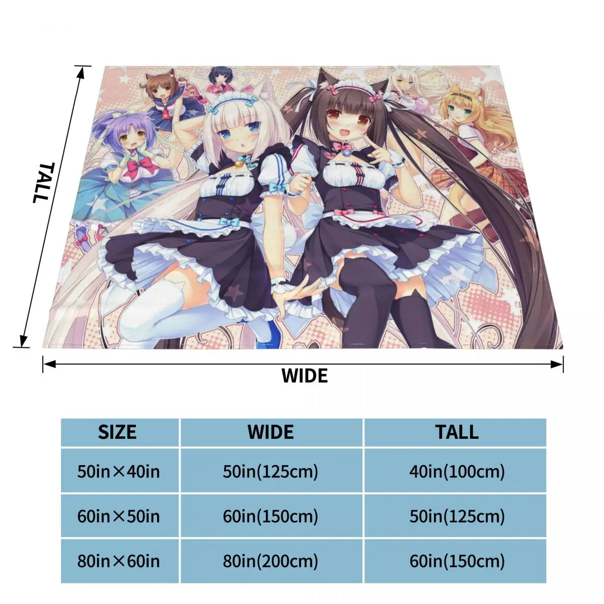 Nekopara Chocola ванильное вязаное одеяло s аниме кавайное гибридное пушистое покрывало