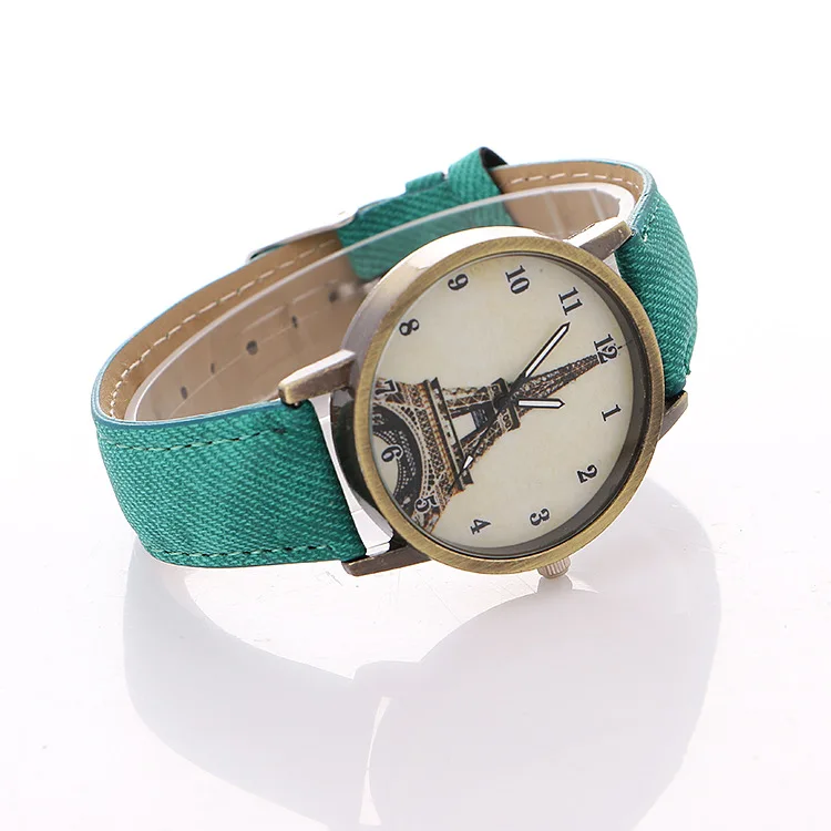 Часы наручные женские джинсовые повседневные винтажные кварцевые 2 цвета желтые