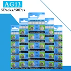 50 шт.5 шт в упаковке AG13 1,5 v-образная Кнопка Батарея LR44 L1154 RW82 RW42 SR1154 Кнопка ячейки Батарея для часы с калькулятором игрушки