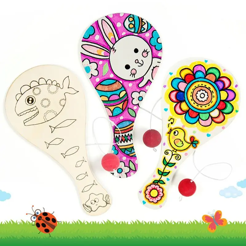 9 шт./компл. ручная роспись деревянный шар сделай сам мультфильм живопись