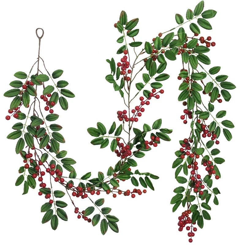 

Рождественское искусственное растение из ротанга, имитация красных фруктов, рождественское праздничное свадебное украшение, товары для вы...