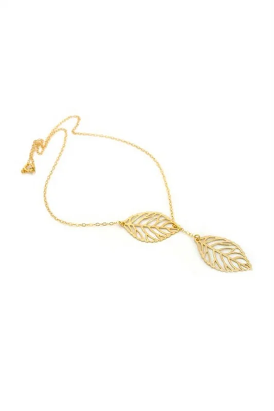 

Women's Hollow Out Leaves Collar Statement Pendant Necklace Golden