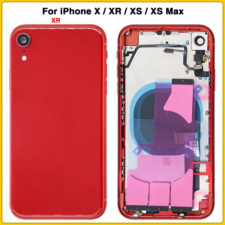 Для iPhone XR XS Max батарея задняя крышка Дверь задняя крышка+ средняя рамка Шасси с гибким кабелем полный корпус чехол для iPhone X