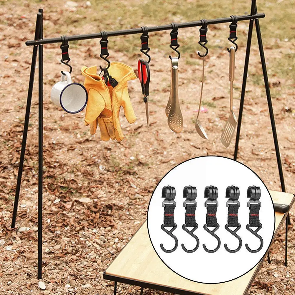 

Outdoor Camping Removable Storage Hook Camping Tent Storage Strap Detachable Hook Hook S-shaped Buckle Pole G2Z1