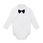Комбинезон для маленьких мальчиков 3-24 мес., официальный джентльменский комбинезон-рубашка с черным галстуком-бабочкой, комплекты одежды