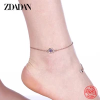 zdadan 925 sterling silver geometric amethyst anklets for women fashion jewelry accessories