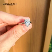 ainuoshi 7x10mm pear shaped engagement rings simulated sona diamond for 925 sterling silver wedding 2ct bridal ring jewelry