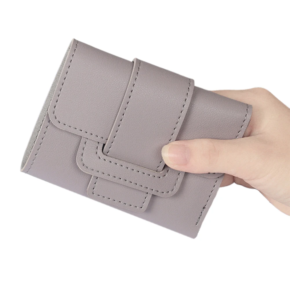 Модный женский однотонный короткий кошелек в три сложения с отделением для карт