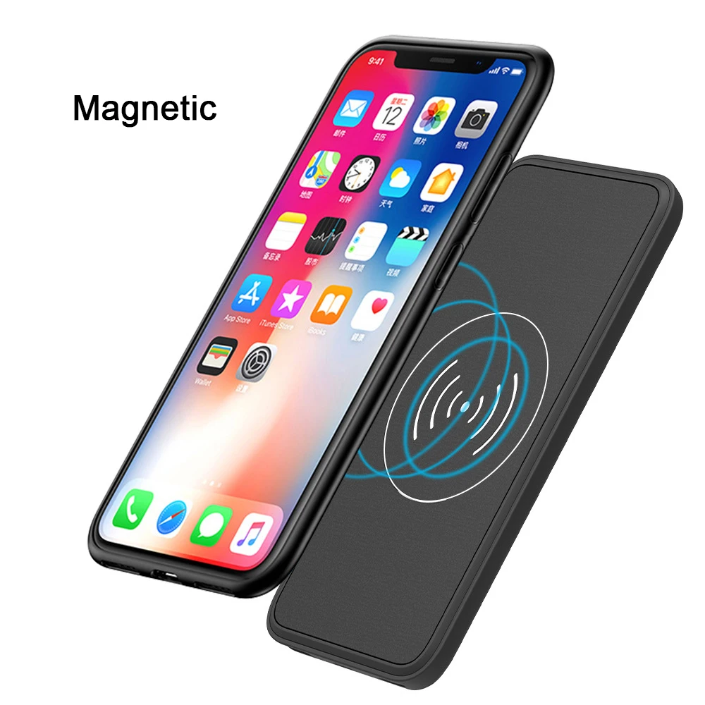 Для iPhone X Беспроводная Магнитная батарея чехол для зарядки для iPhone X ультратонкий портативный внешний аккумулятор чехол