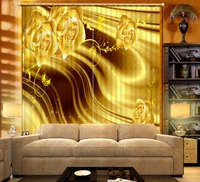 custom any size 3d curtain golden yellow flowers window curtain living room 3d bathroom curtain 3d curtain blackout