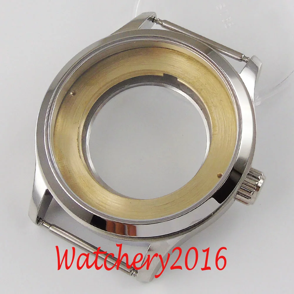 

42mm 316L steel silver Sapphire Glass automatic Watch Case fit for ETA 2836 Miyota 8215 8205 2813 3804 Movement