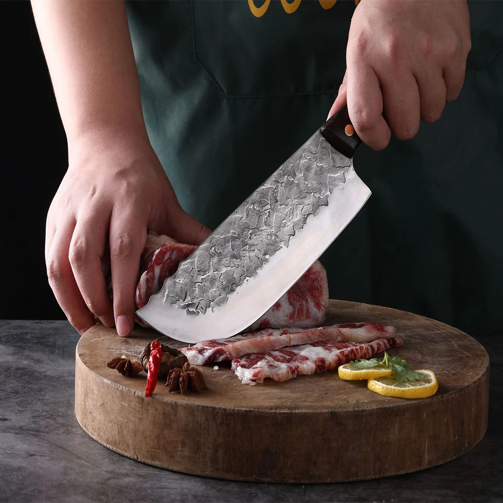 

Handmade Forged Kitchen Knife Stainless Steel Filleting Butcher Meat Chopping Cleaver Chinese Chef Knife