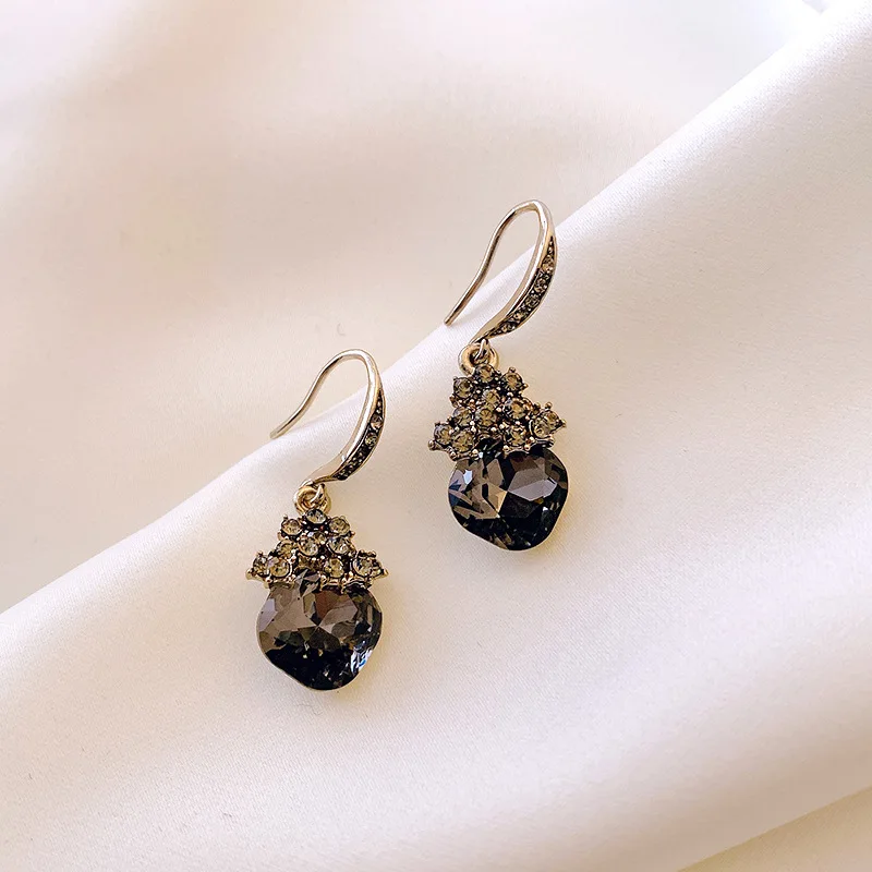 

Black Crystal Flowers Dangle Earrings for Women Top Designer Luxury Jewelry Micro-inlaid AAA Zircon High Quality Accessories