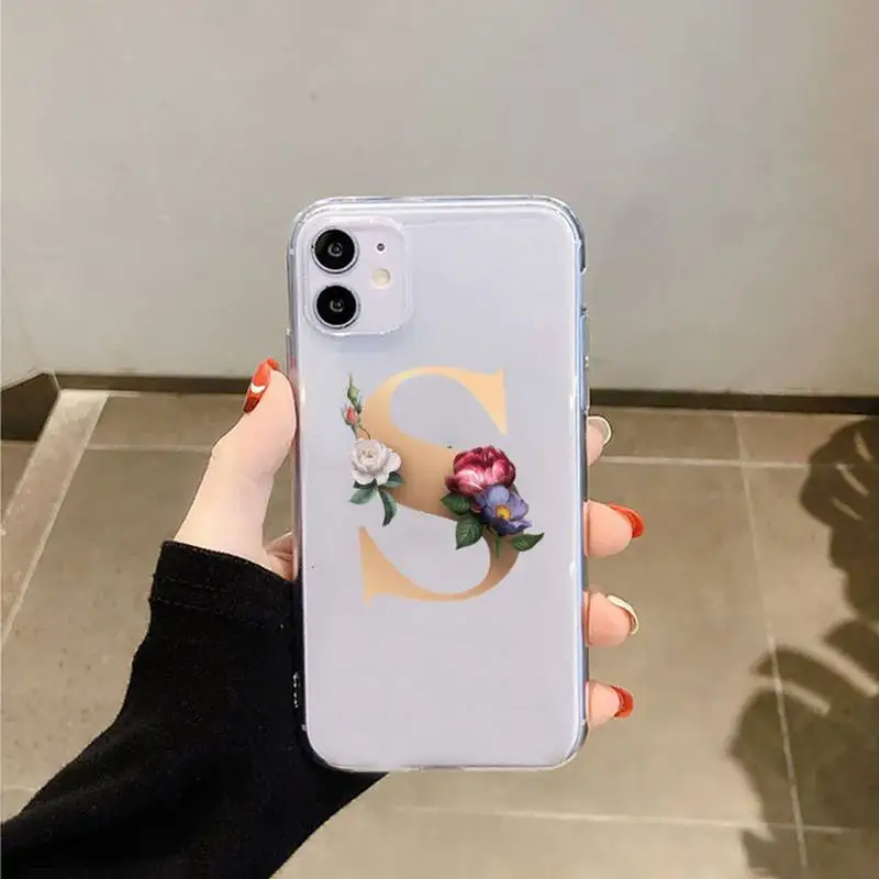 

Letter flowers text words Phone Case Transparent for iPhone 6 7 8 11 12 s mini pro X XS XR MAX Plus