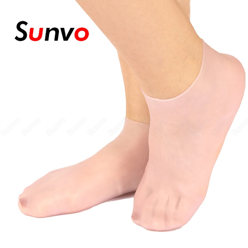 

Sunvo силиконовые подошвенный фасциит носки для ног уход за кожей увлажняющий, против трещин геля защищающий пятки протектор носки Подушка-вк...