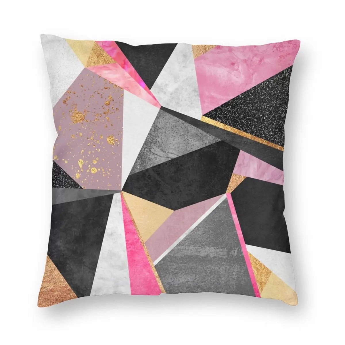 

Geometry Pink Square Pillowcase Polyester Linen Velvet Pattern Zip Decor Sofa Cushion Cover 45x45