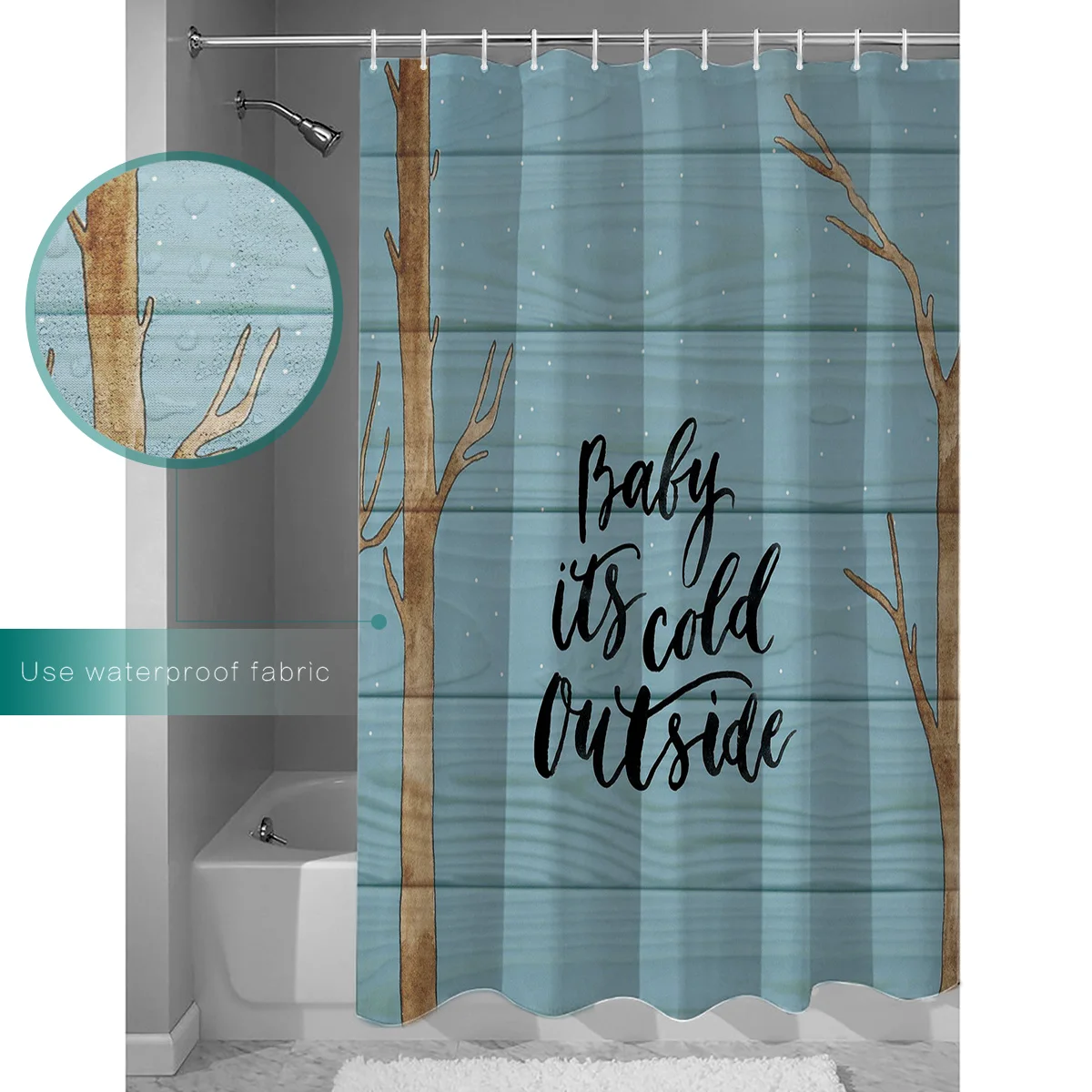 Тканевый занавес для душа из полиэстера с изображением коричневого дерева дня