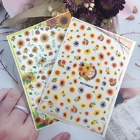 3d nail sticker retro sunflower design diy tips nail art decoration packaging self adhesive transfer decal slider