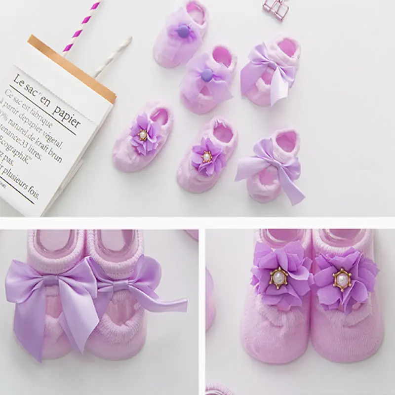 Носки для новорожденных 3 пары кружевных тонких носков маленьких девочек летняя