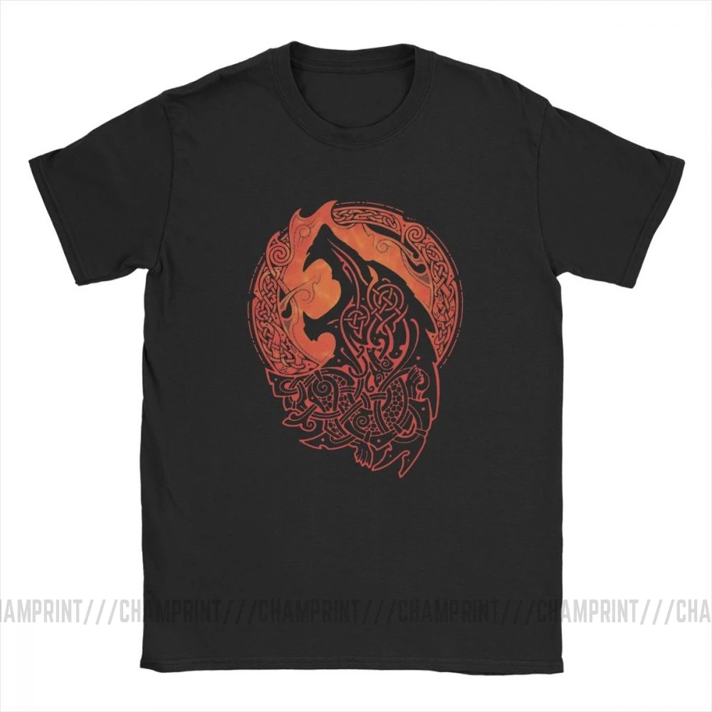 Man's Viking Valhalla Odin Fenrir Loki's Son T-Shirt Funky Crewneck Short Sleeves Tops Pure Cotton Tee Shirt Travel T Shirts | Мужская