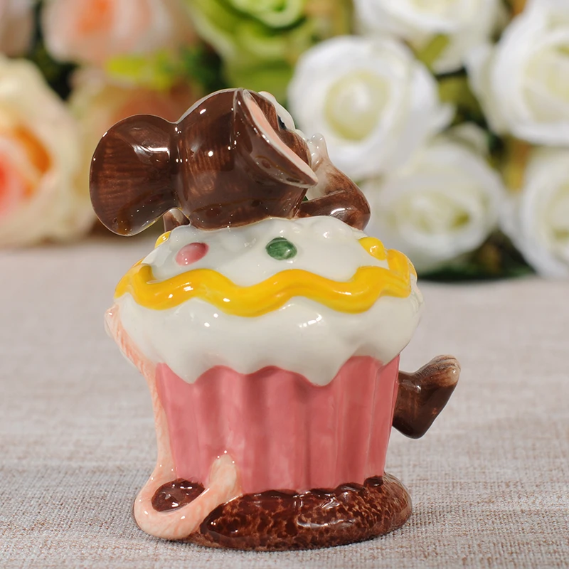 Cake Mouse Ceramic Ornaments Home Decorations Birthday Wedding Gifts Porcelain Figurine | Figurines &amp Miniatures