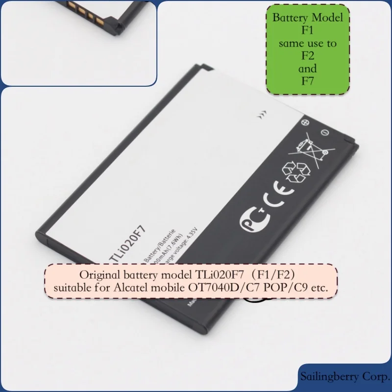 Аккумулятор подходит для Alcatel mobile OT 7040/7040D J720 J720T J726T с аккумулятором модели TLi020F7 же