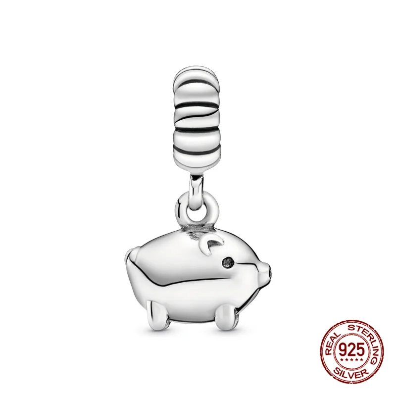 

100% реальные 925 стерлингового серебра зодиака Свинья очарование и бисера Fit оригинальный мобильный телефон 3 мм браслет на зестежке с делая М...