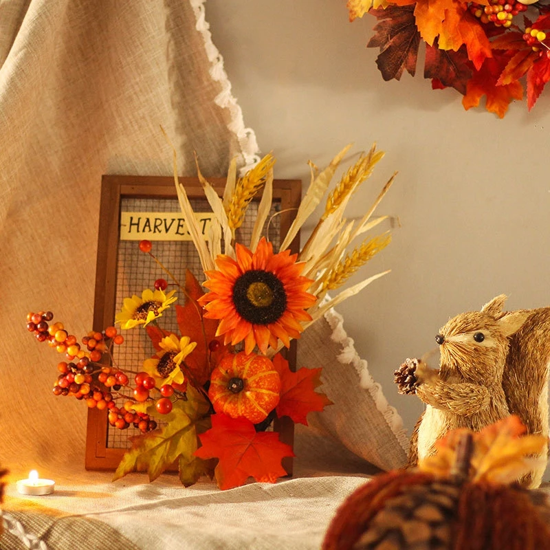 Halloween decorations Harvest festival simulation sunflower pumpkin photo frame garland home wall hanging door | Дом и сад
