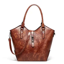 Womens bags, handbags, cross-border tote bags, large capacity diagonal cross, retro distressed oil leather bucket bag, big bag