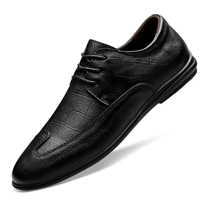 Мужские кожаные туфли-оксфорды в деловом стиле дышащие туфли на резиновой