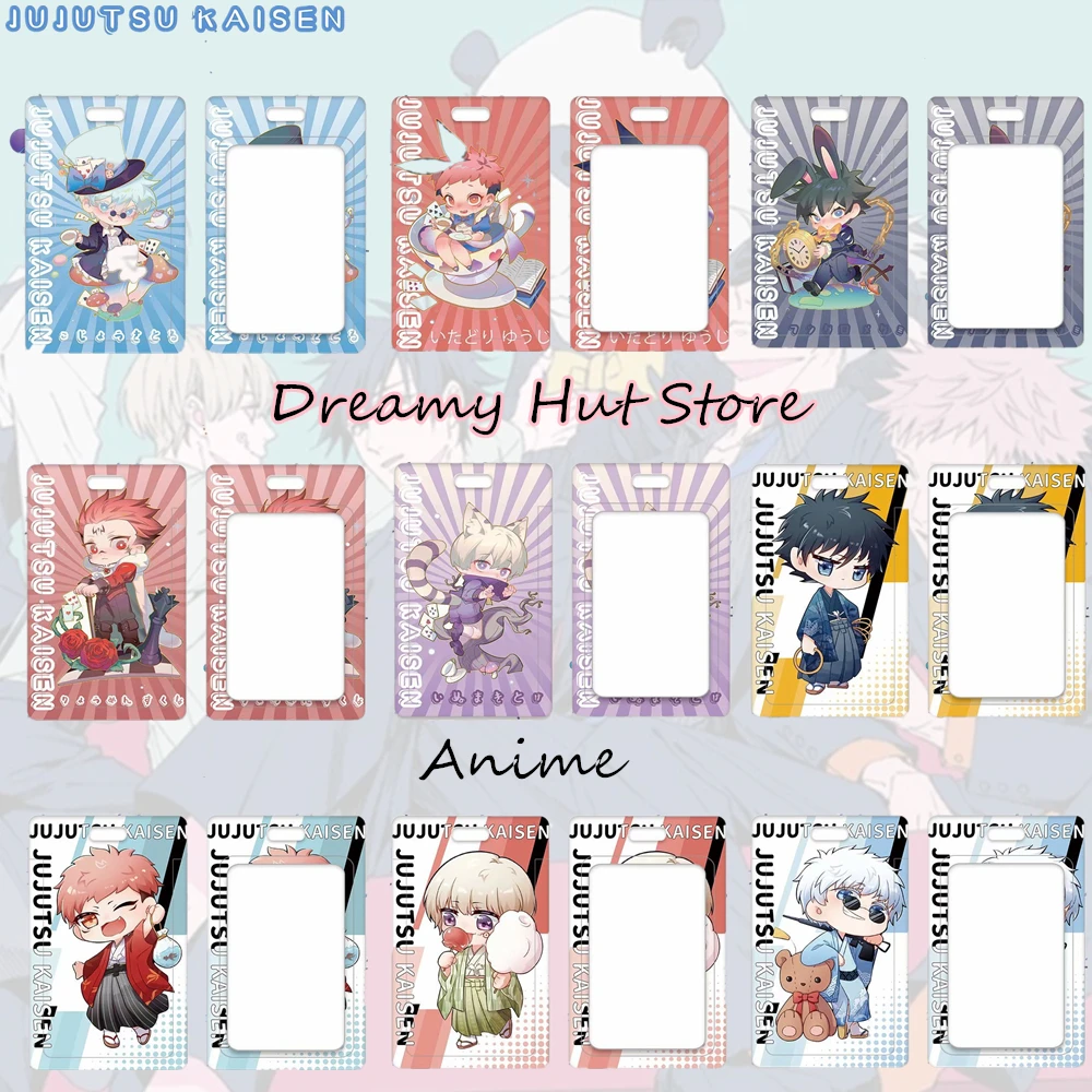 

Jujutsu Kaisen Card Set Keyring Animation Campus Students Meal Key Chain Cute Push And Pull With a Rope Hanging Neck Key Chains