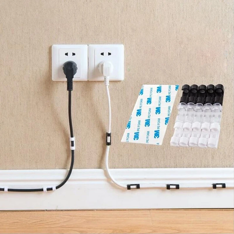 

30Pcs/Lot COOL DIER Cable Organizer Clips Cable Management Desktop Wire Manager Cord Holder USB Charging Data Line Bobbin Winder