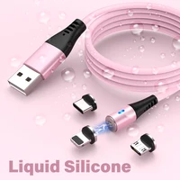Магнитный зарядный кабель AUFU из жидкого силикона для iPhone 13, 12, магнитное зарядное устройство с Micro USB Type-C для Samsung, Huawei, 2 м, 1 м