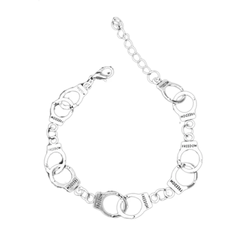 

Women Vintage Silver Plated Charms Police Handcuffs Bracelet &Bangle Fashion Jewelry DIY Couple Accessories Girls Gifts