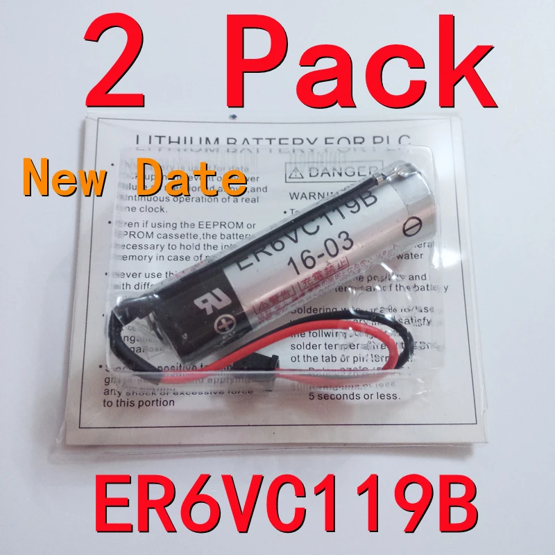 

2PCS Original New ER6V ER6VC119B Battery 3.6V 2000mAh PLC Lithium Batteries With Black Plugs