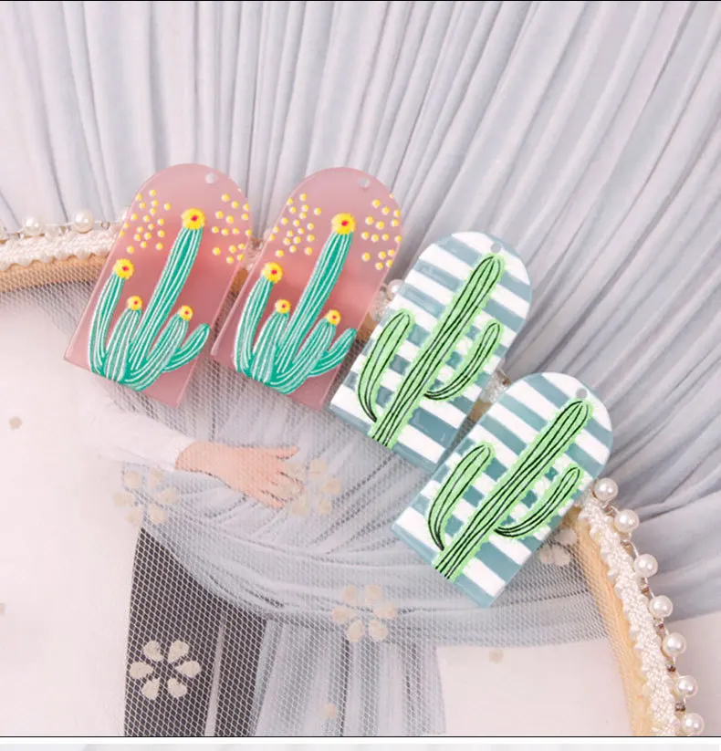 

4pcs Acrylic Cactus Charms 3D Resin Stamp Earring Pendant DIY Jewelry Accessories