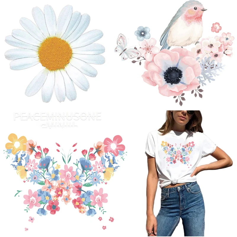 

Flower Patch Fusible Iron-on Transfers for Clothing Thermoadhesive Patches on Clothes Diy Textile Stickers Butterfly Applique
