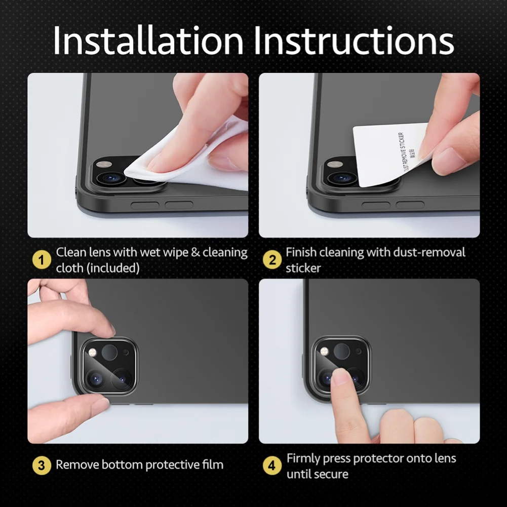 

2Pcs Metal Tempered Film Tablet Lens Protectors for iPad Pro 11/12.9inch 2020