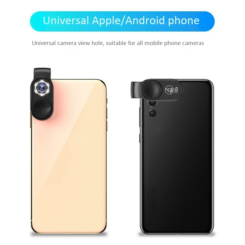Мини микроскоп 100X HD для смартфона портативный светодиодный объектив с USB
