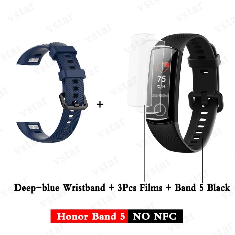 band5 black add Dblu Huawei Honor band 5 smartband AMOLED huawei smartwatch кровяное кислородное сердце rage ftness трекер сна swiming sport trakcer gps - Цвет: band5 black add Dblu
