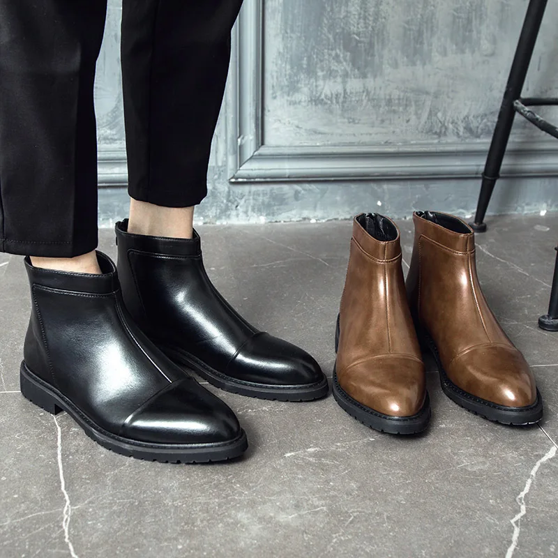 UPUPER/мужские Модельные ботильоны на молнии удобные ботинки Челси из