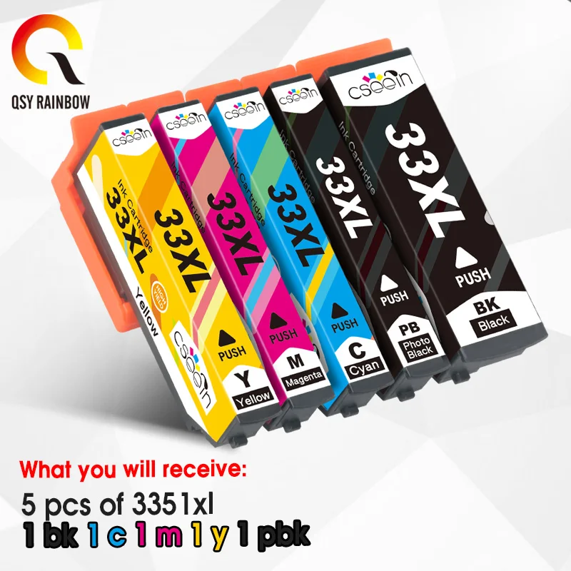 10 шт. и чистое решение cartriges 33XL 33 XL T3351 T3361 T3362 T3363 t3371 совместимый с принтером Epson Model