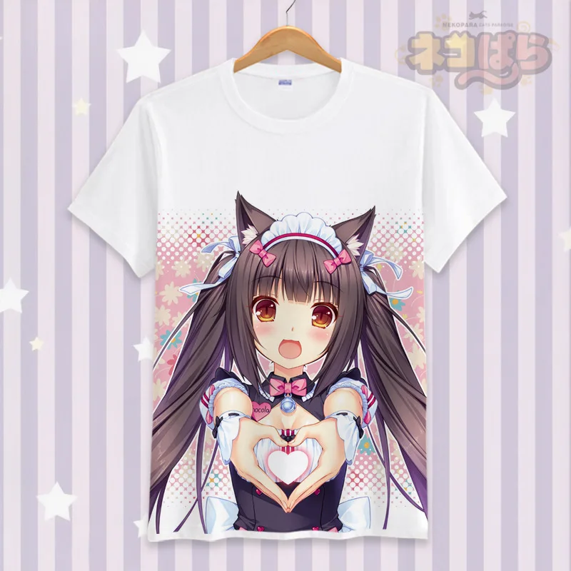 Японская аниме NEKOPARA косплей футболка мультфильм 3D печатных летняя для